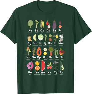 Vegetable Garden Alphabet Gardener Gardening Veggie Lover T-Shirt - T-Shirt | Forest