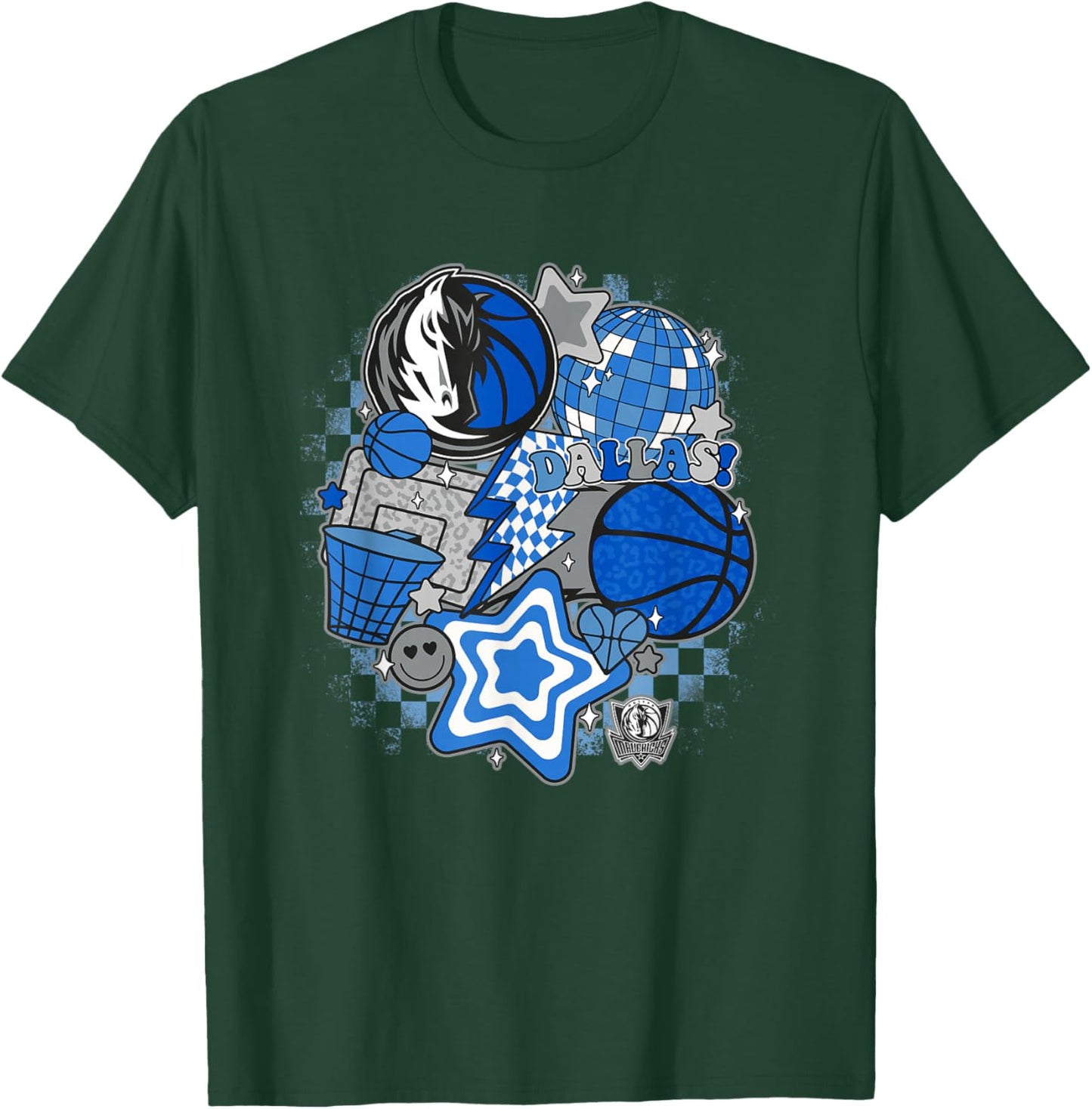 NBA Dallas Mavericks Psychedelic Basketball Collage T-Shirt - T-Shirt | Forest
