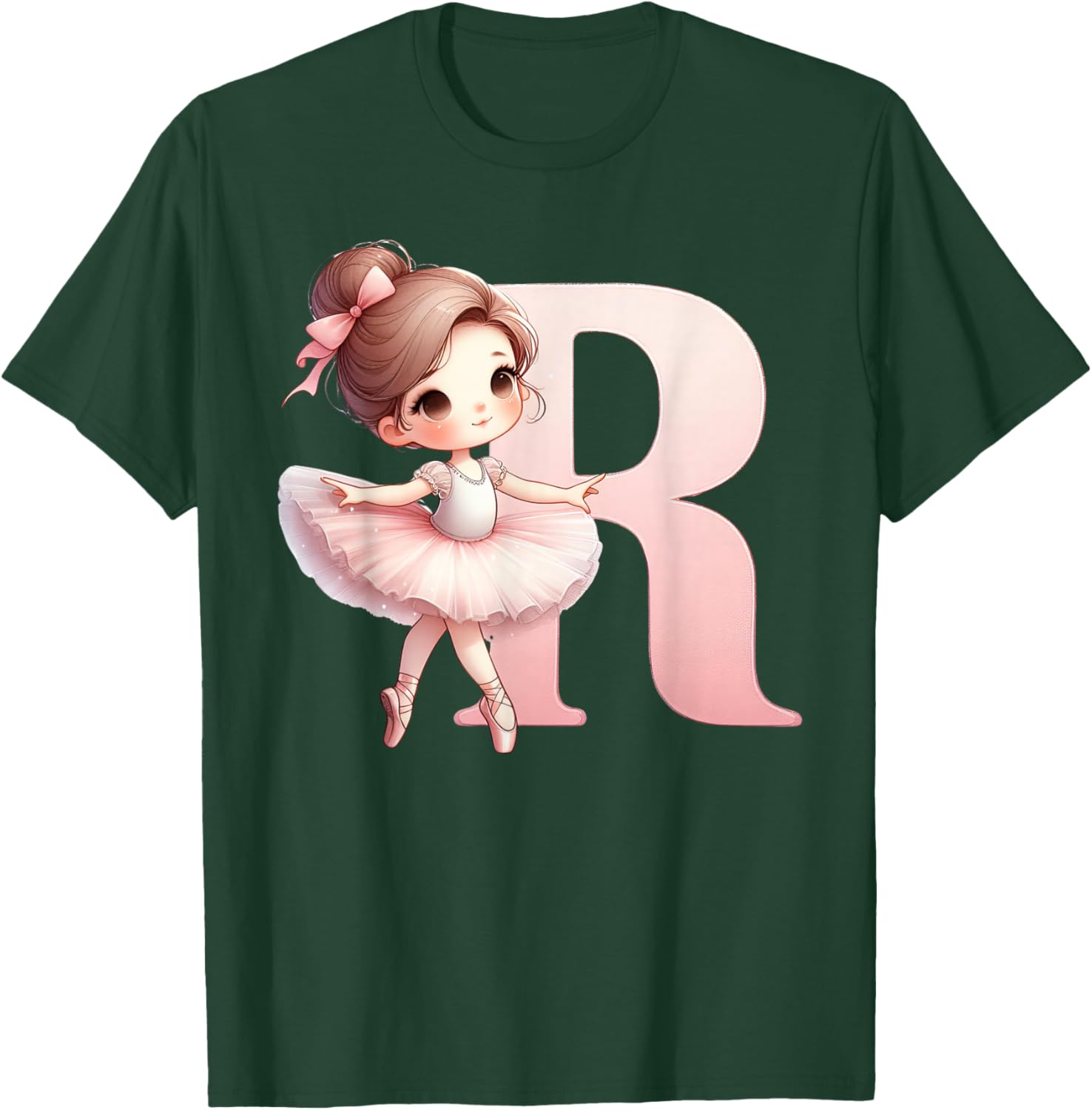 Ballerina Girl Dancing Name First Letter R Girly Tutu Ballet T-Shirt - T-Shirt | Forest