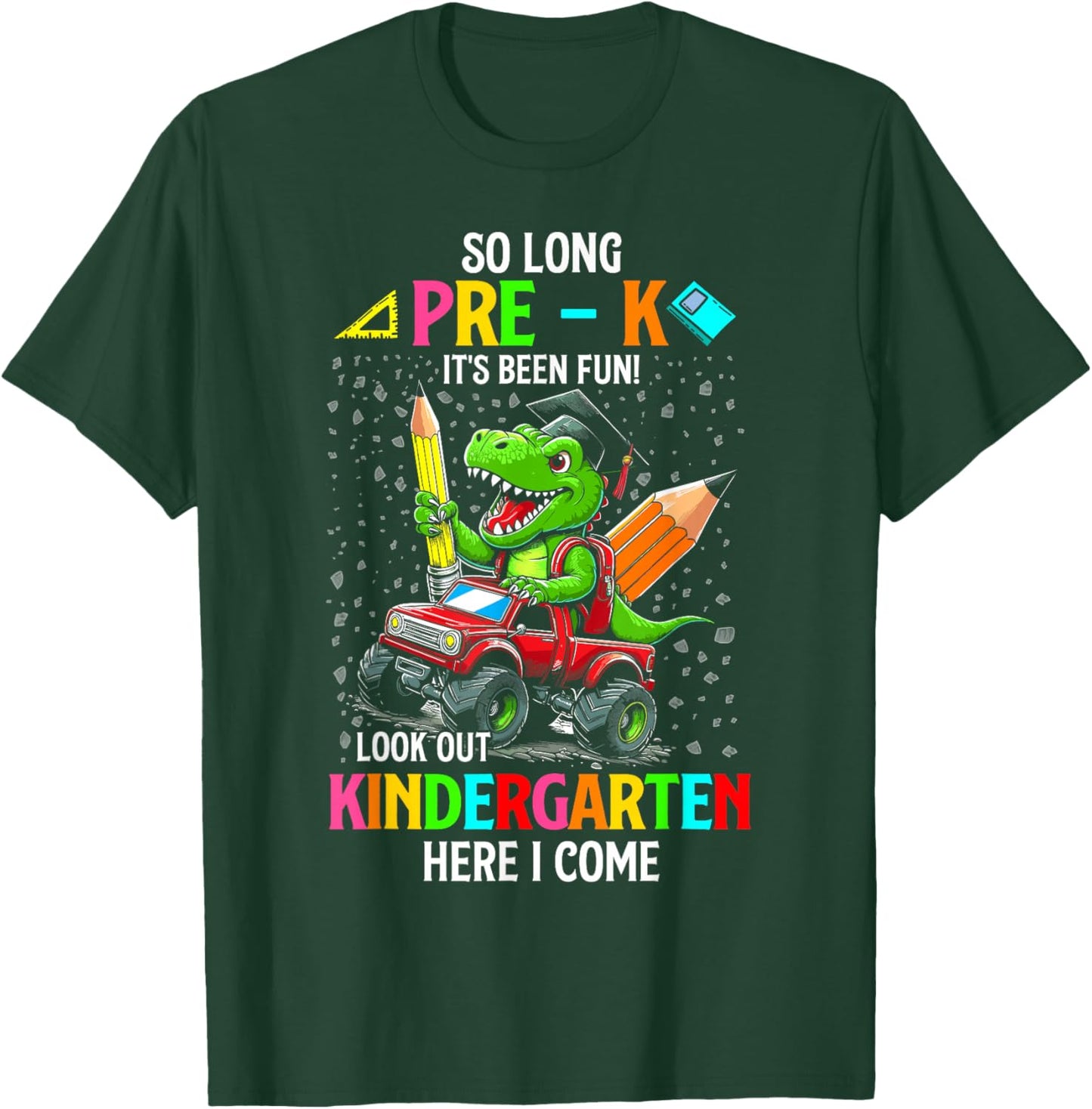 So long pre k its been fun dinosaur riding monster truck T-Shirt - T-Shirt | Forest