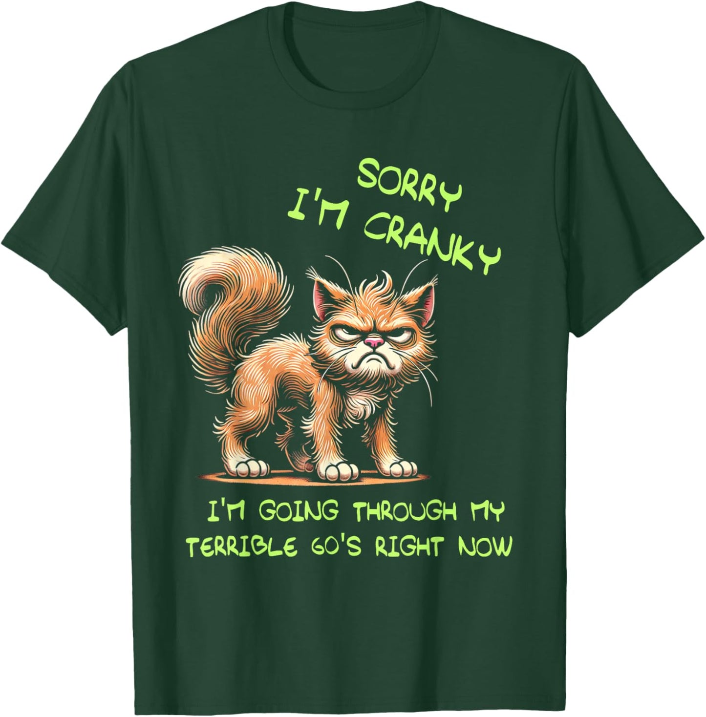 Cat Sorry I'm Cranky I'm Going Through My Terrible 60's T-Shirt - T-Shirt | Forest