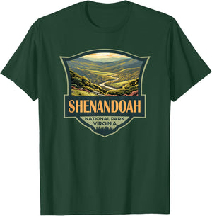 Shenandoah National Park Illustration Travel Retro Badge T-Shirt - T-Shirt | Forest