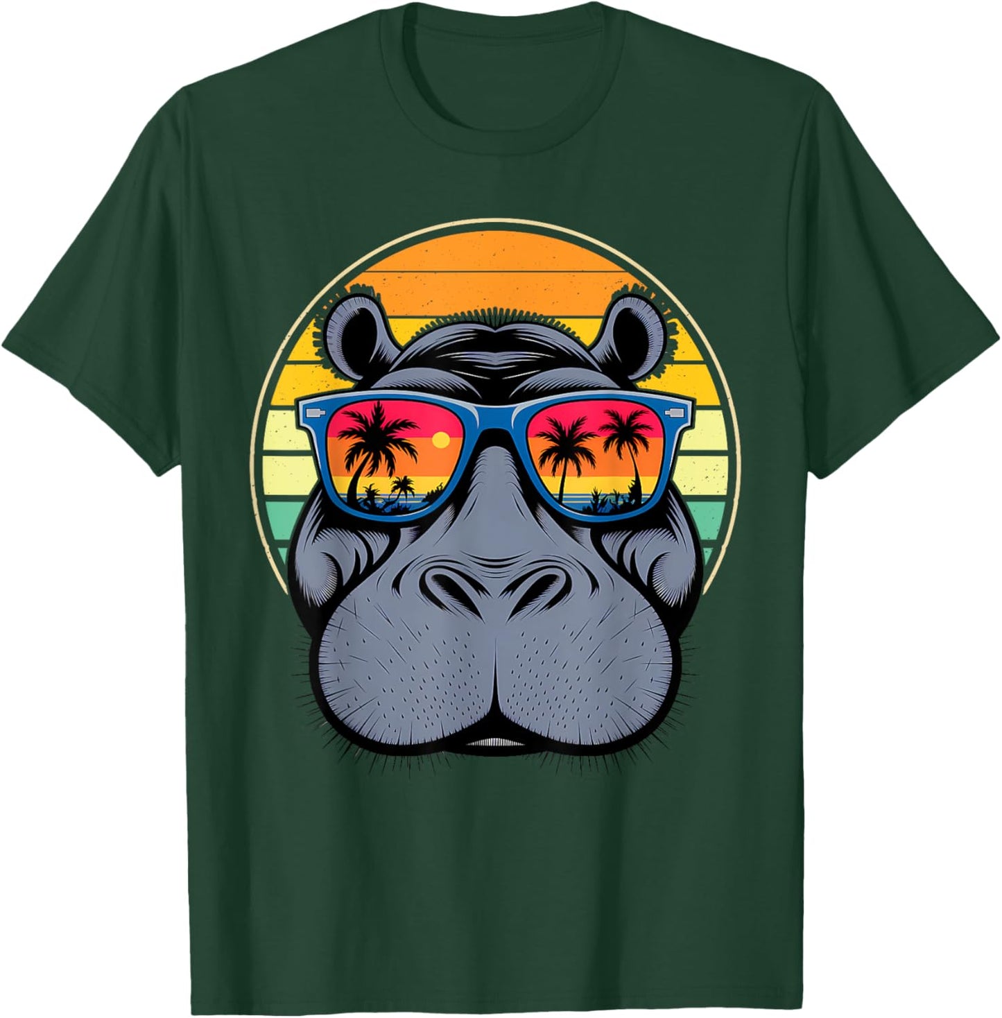 Cool Hippo Design - Cute Hippopotamus W/ Sunglass T-Shirt - T-Shirt | Forest