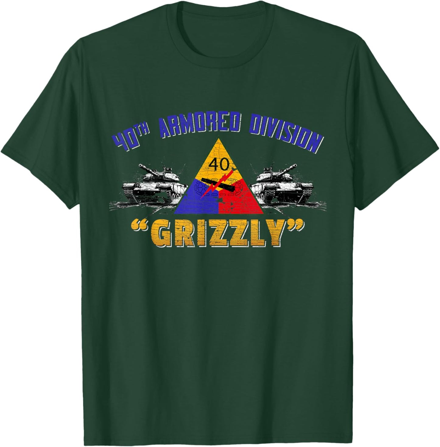 Veteran 40th Armored Division Grizzly Vintage Gifts T-Shirt - T-Shirt | Forest