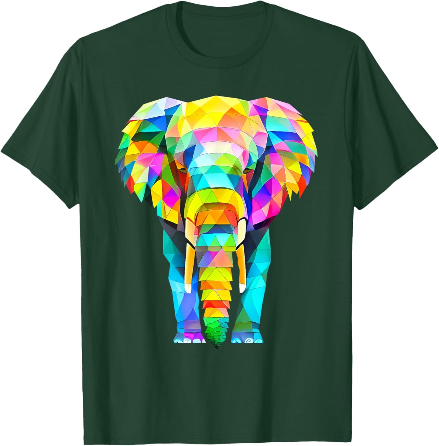 Colorful Elephant Abstract Geometric T-Shirt - T-Shirt | Forest