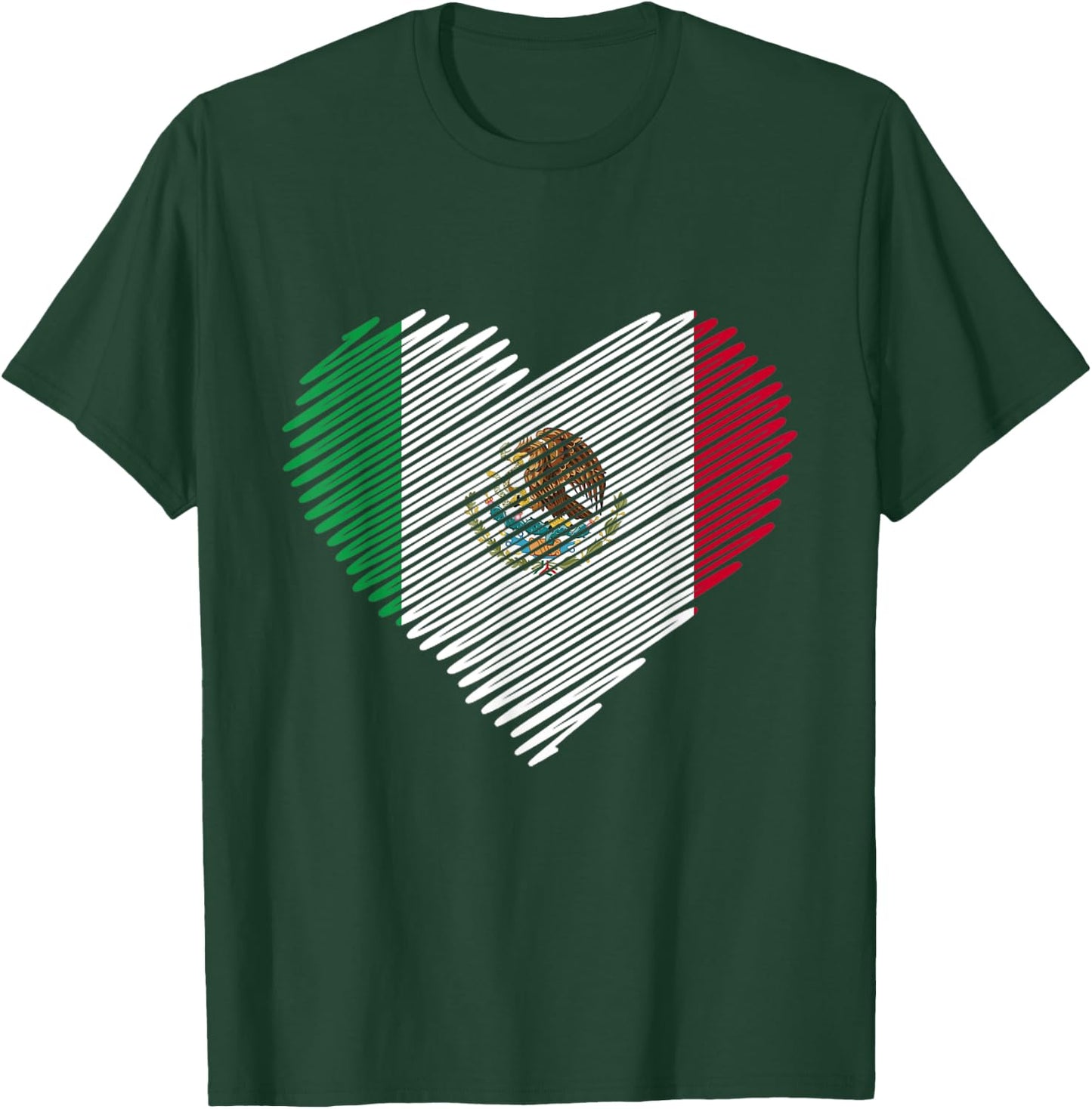 Mexican Flag Heart Gift Mexico T-Shirt - T-Shirt | Forest