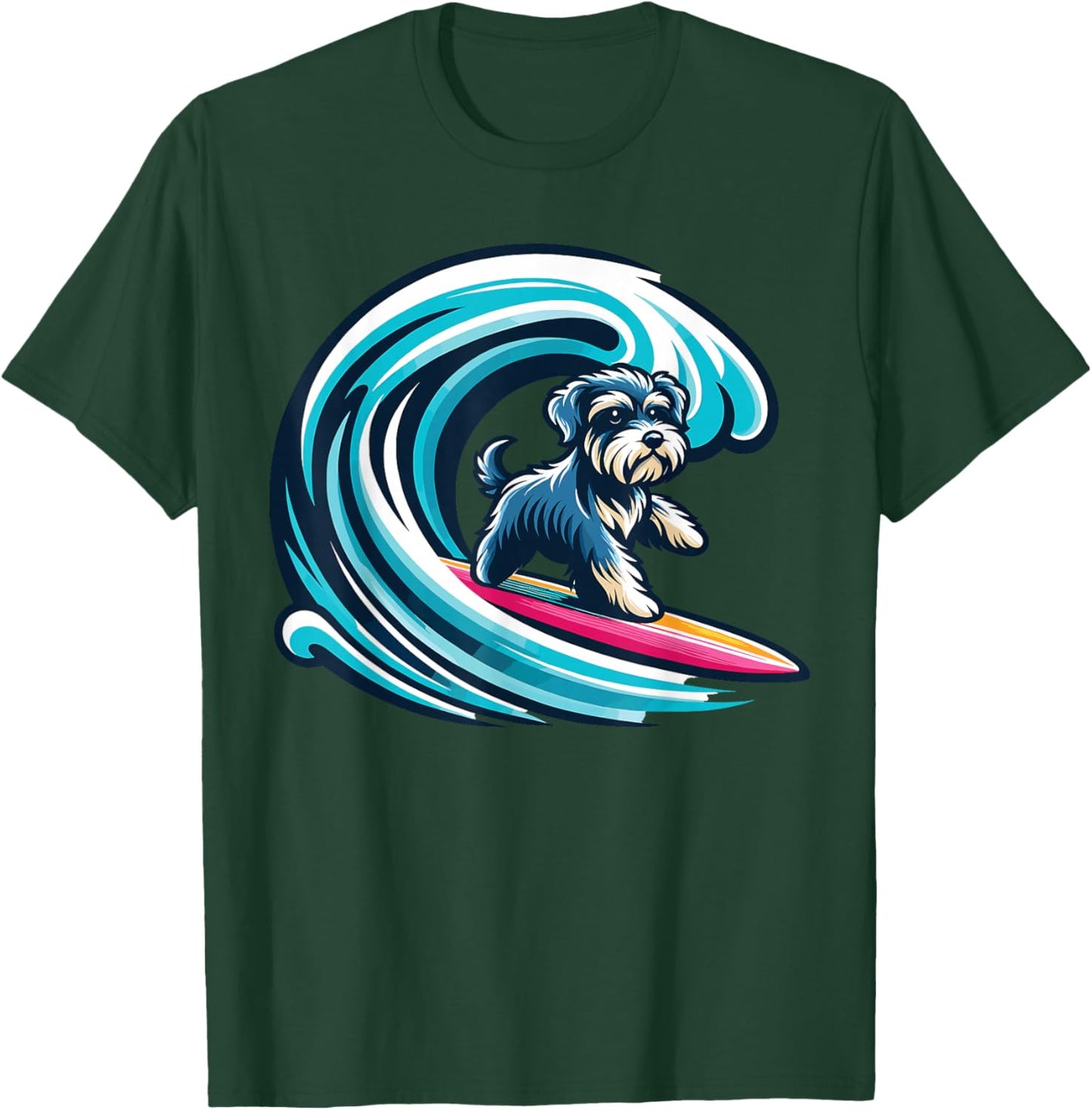 Schnoodle Surfing, Wave Riding Schnoodle T-Shirt - T-Shirt | Forest