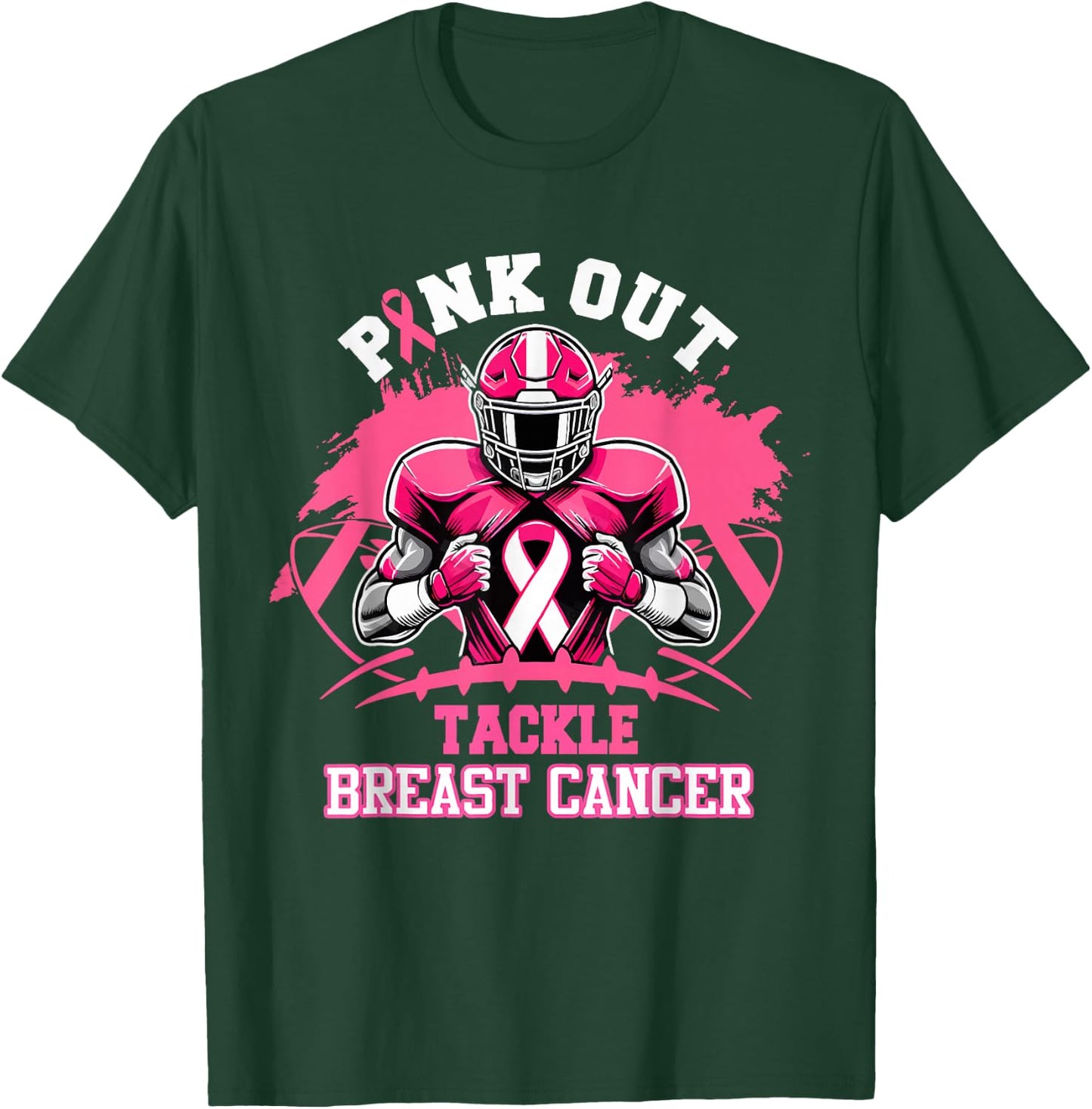 Pink Out Tackle Breast Cancer Awareness American Football T-Shirt - T-Shirt | Forest