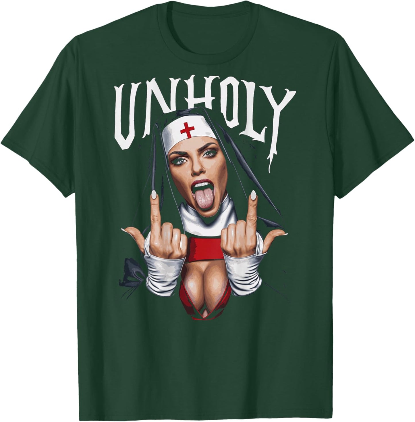 Provocative and Expressive - Rebellious Fashion UNHOLY T-Shirt - T-Shirt | Forest