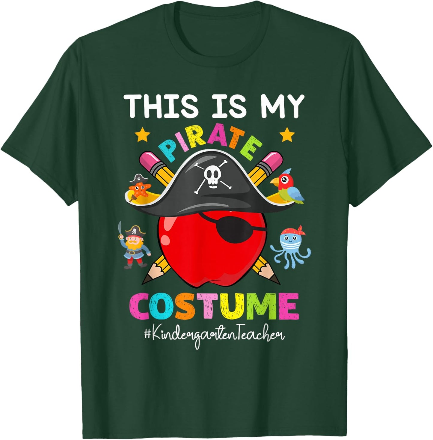 Pirate Kindergarten Teacher Halloween Costume Pirate Day T-Shirt - T-Shirt | Forest