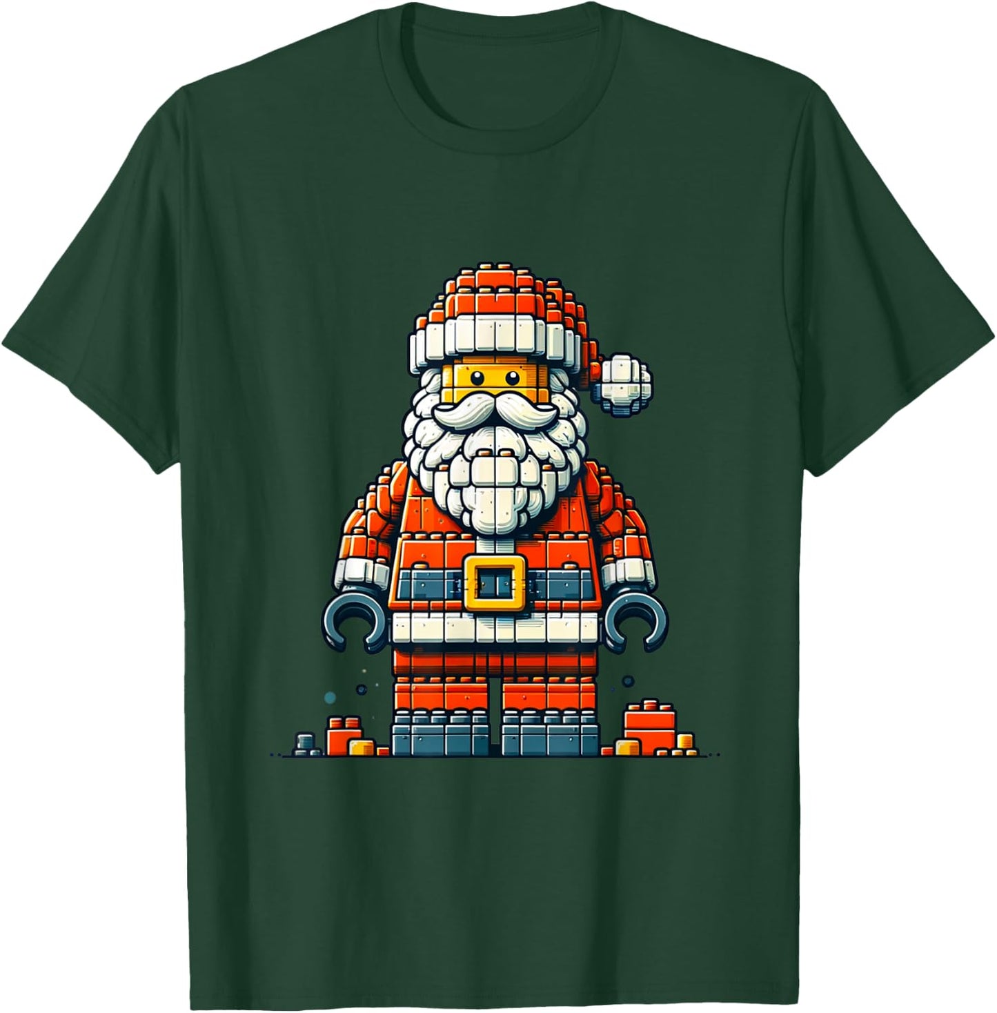 Christmas Builder Block Brick Building Santa Face Boys T-Shirt - T-Shirt | Forest