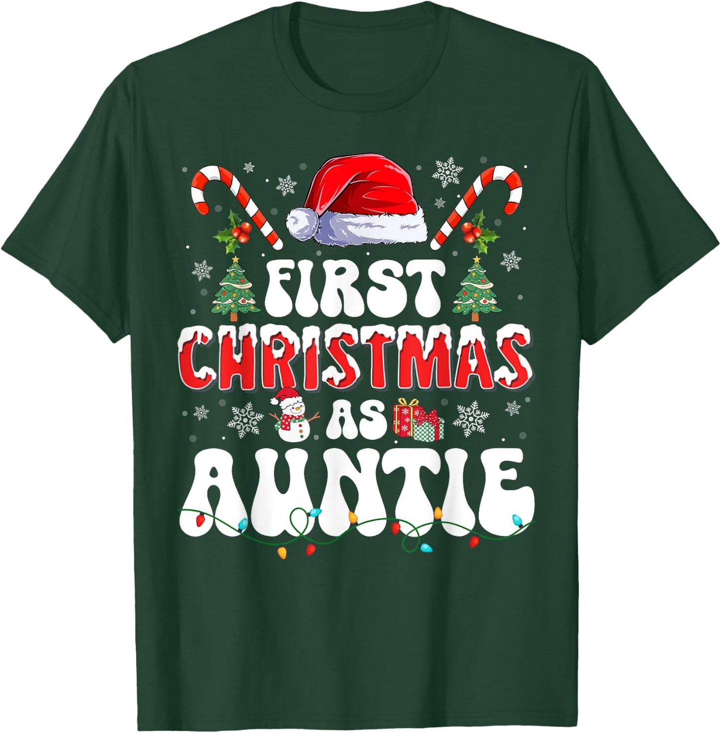 First Christmas As Auntie New Auntie Matching Family Pajamas T-Shirt - T-Shirt | Forest