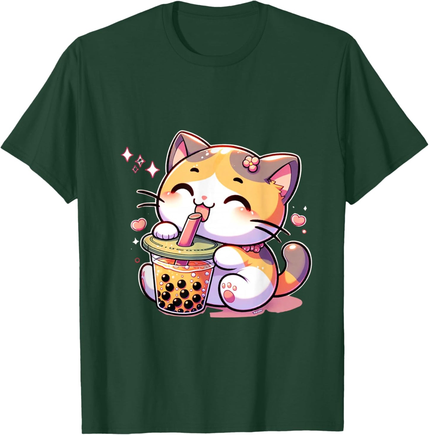 Cat Boba Tea Bubble Tea Anime Kawaii Neko Kids Teen Children T-Shirt - T-Shirt | Forest