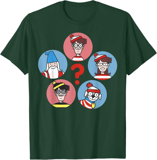 Where's Waldo Guess Who? Character Circles Graphic T-Shirt - T-Shirt | Forest