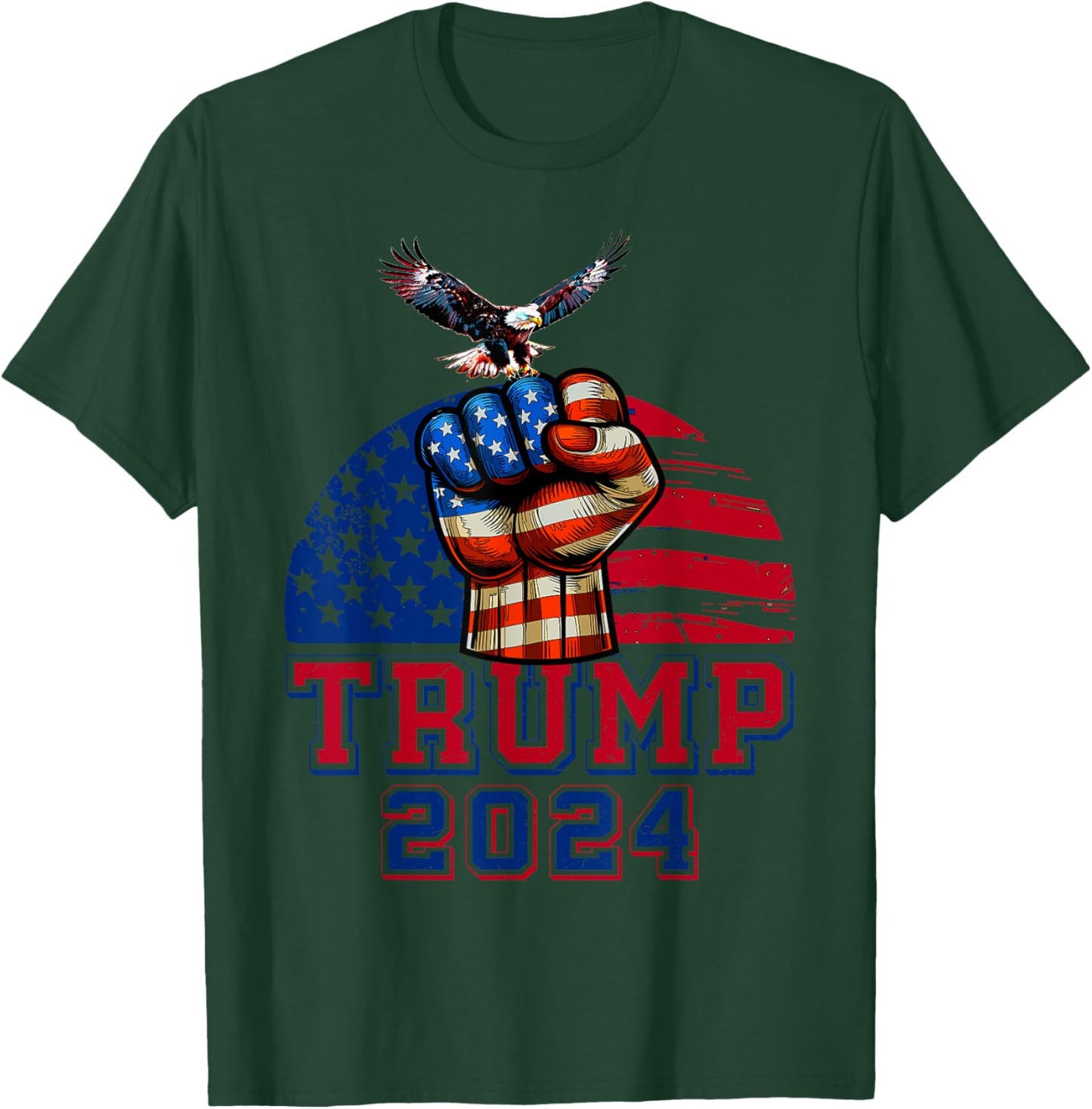Trump 2024 Red White Blue Patriotic American Flag Eagle T-Shirt - T-Shirt | Forest