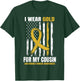 I Wear Gold Cousin Childhood Cancer Awareness American Flag T-Shirt - T-Shirt | Forest
