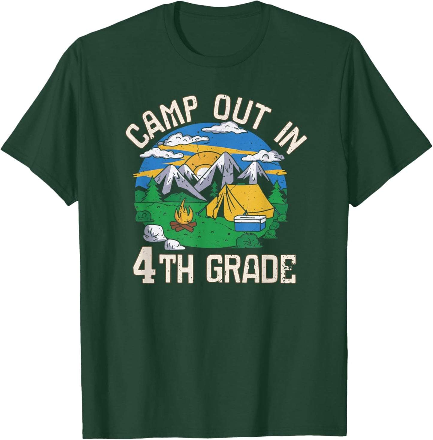 Camp out In 4th Grade Funny Camping Lovers Back to School T-Shirt - T-Shirt | Forest
