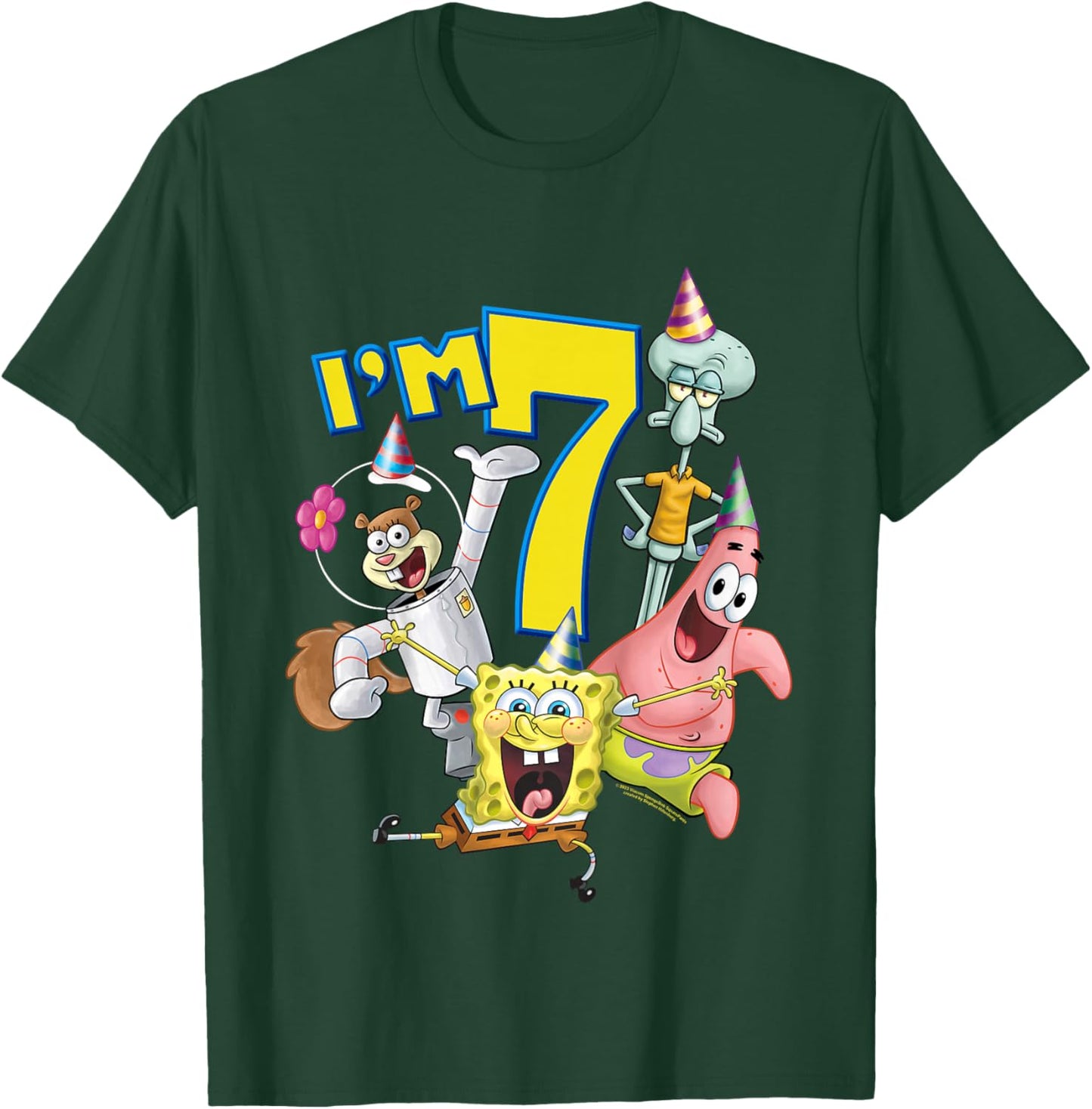 Kinder SpongeBob SquarePants 7th Birthday Today I'm 7 T-Shirt - T-Shirt | Forest