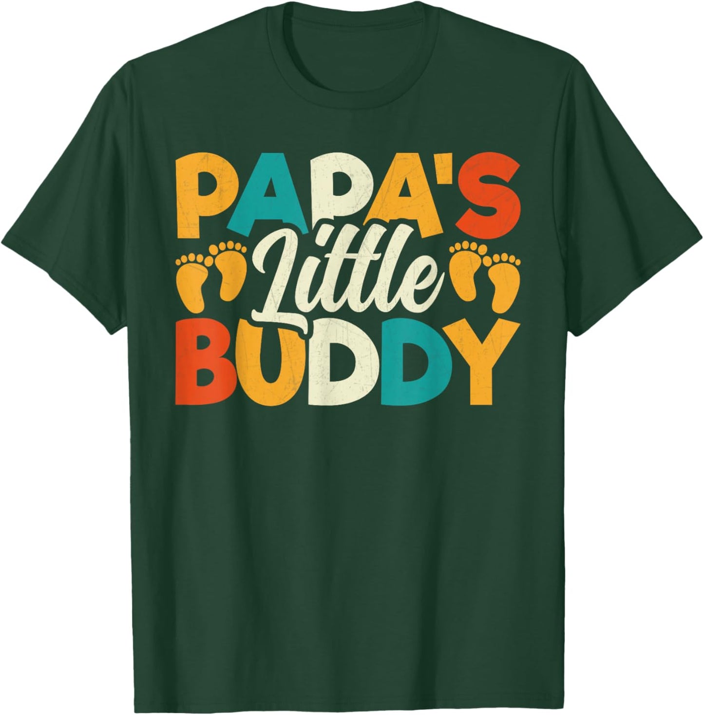 Kids Papa's Little Buddy - Vintage Style Dad Fathers Day T-Shirt - T-Shirt | Forest