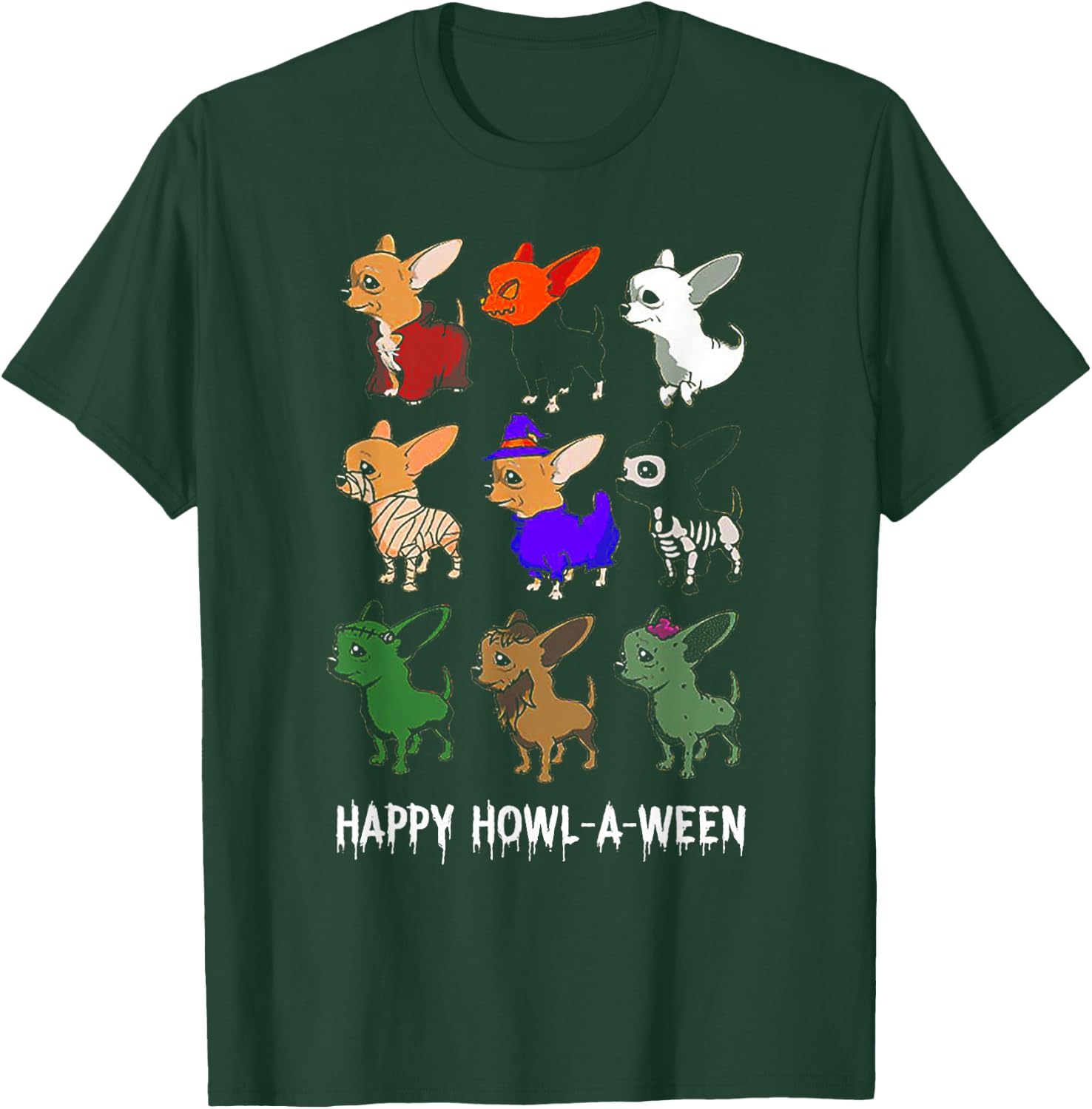 Funny Chihuahua Dog Halloween Happy Howl-o-ween T-Shirt - T-Shirt | Forest