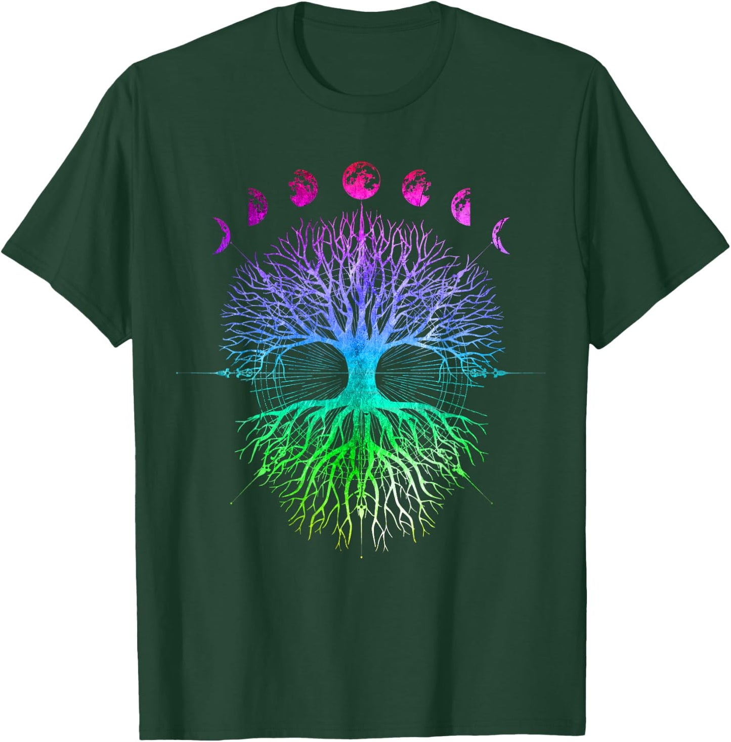 Phases of the Moon Tree of Life Hippy T-Shirt - T-Shirt | Forest