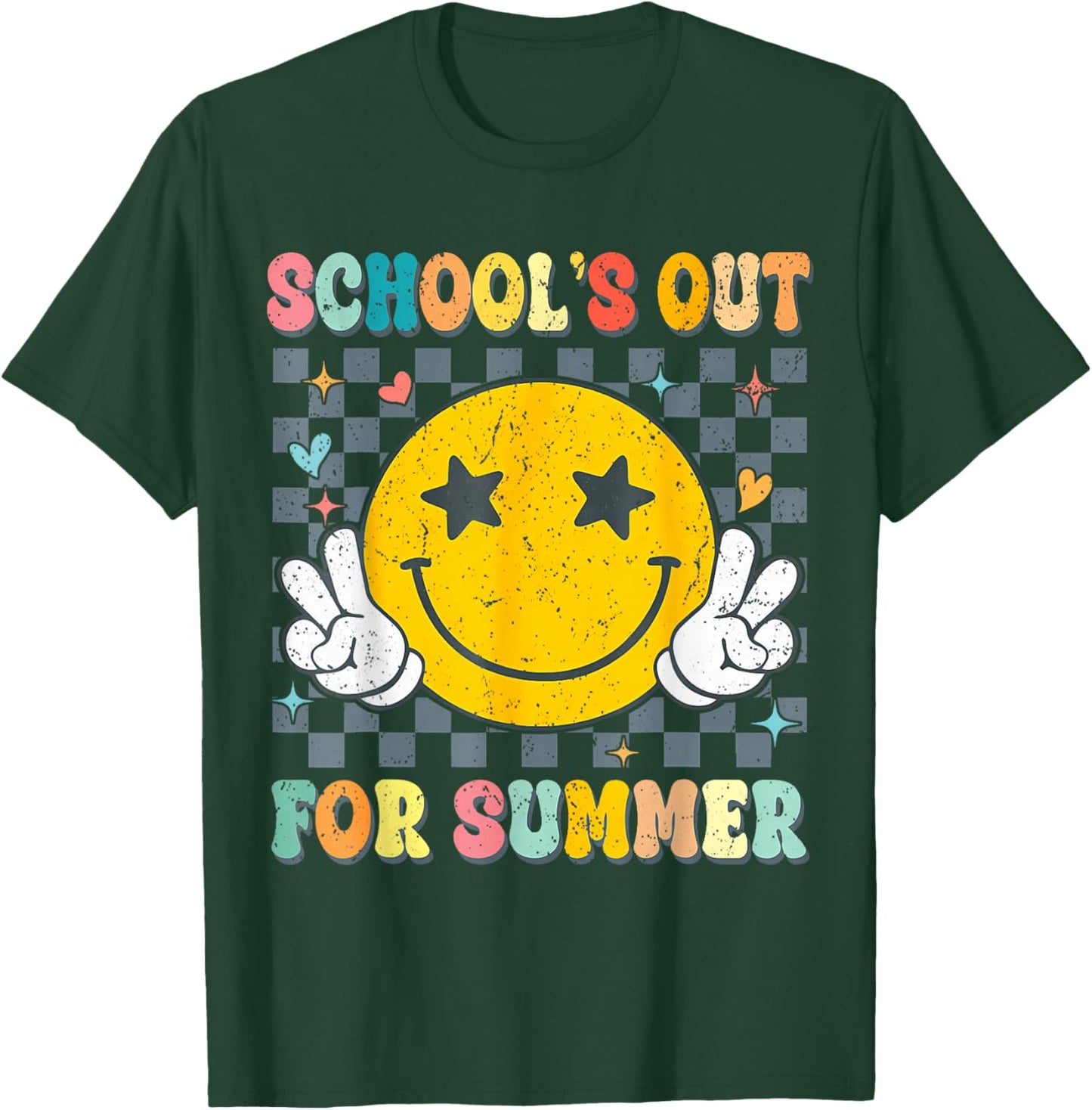 Last Day Of School Retro Schools Out For Summer Teacher T-Shirt - T-Shirt | Forest