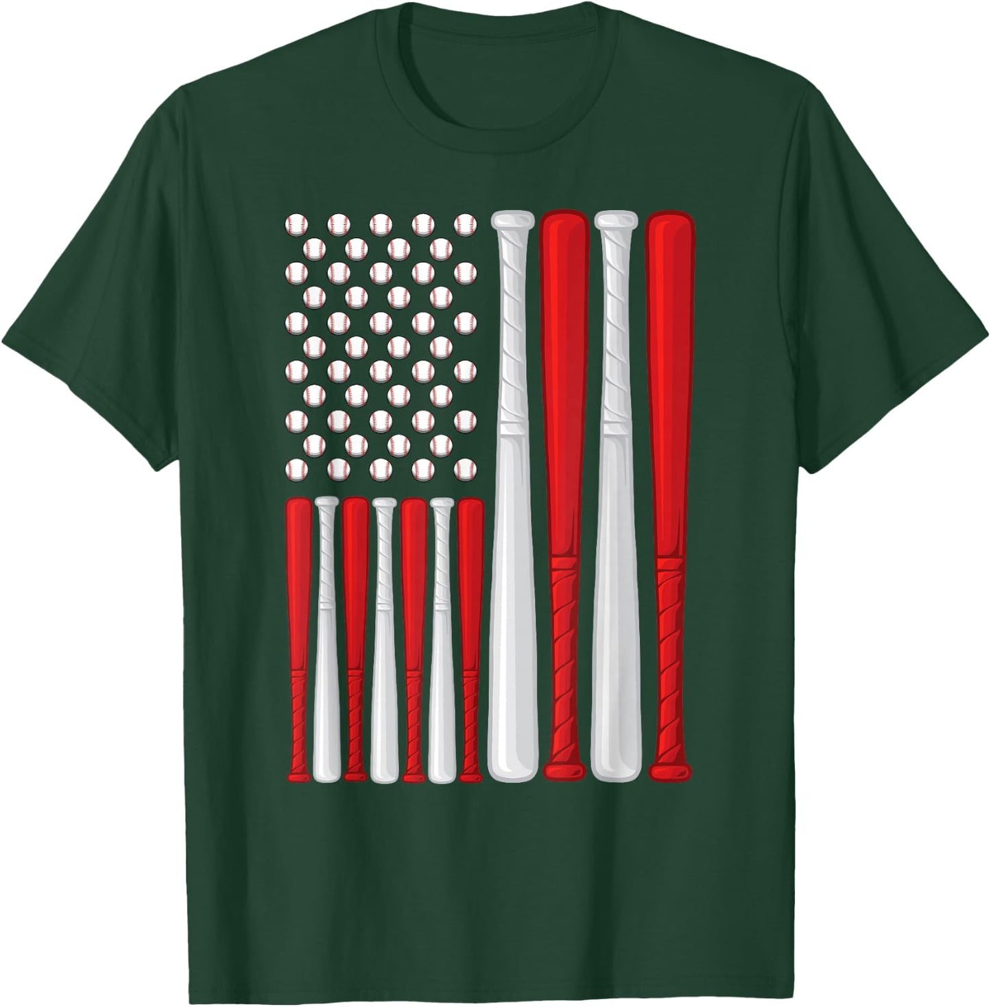 USA Flag - American Baseball Flag - Vintage Baseball Flag T-Shirt - T-Shirt | Forest