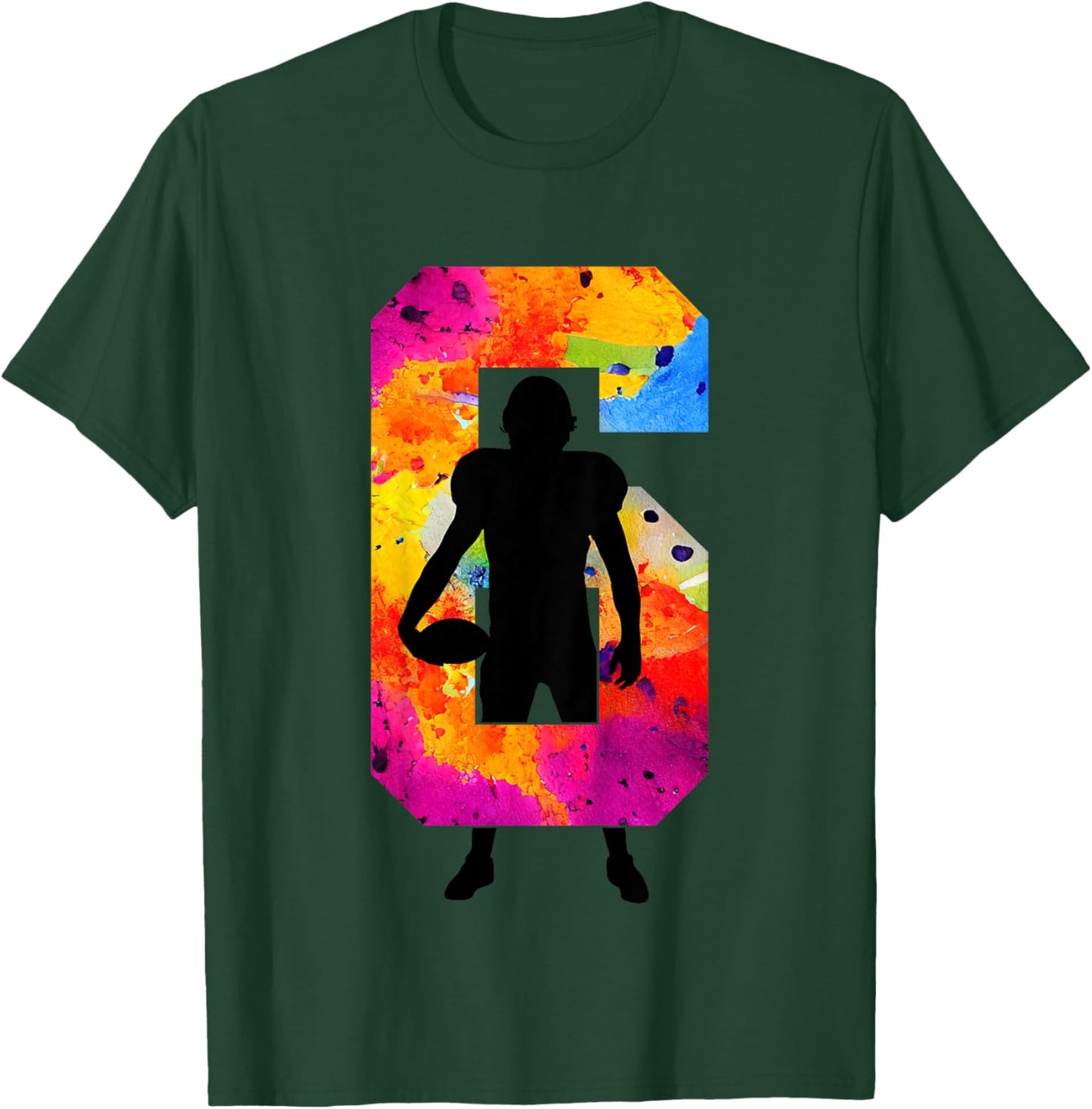Kids FOOTBALL PLAYER NUMBER 6 YEARS FOOTBALL 6TH BIRTHDAY T-Shirt - T-Shirt | Forest