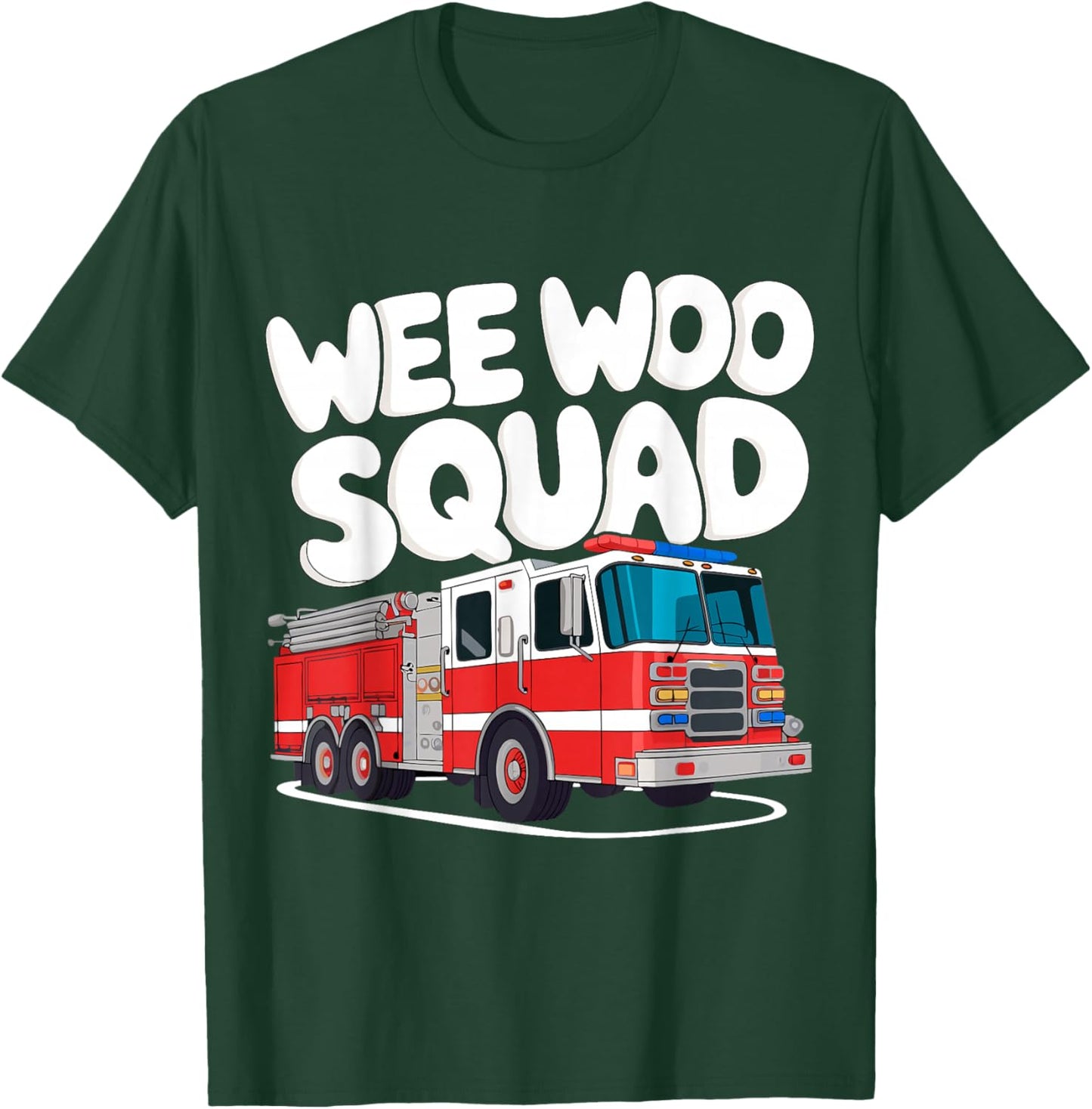 Funny Firefighter Art Women Kids Fire Truck Fireman T-Shirt - T-Shirt | Forest