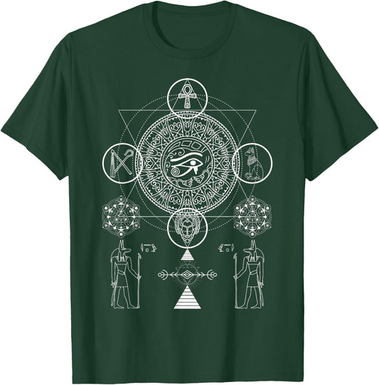 Sacred Geometry Egyptian Anubis Eye Of Horus Art T-Shirt - T-Shirt | Forest