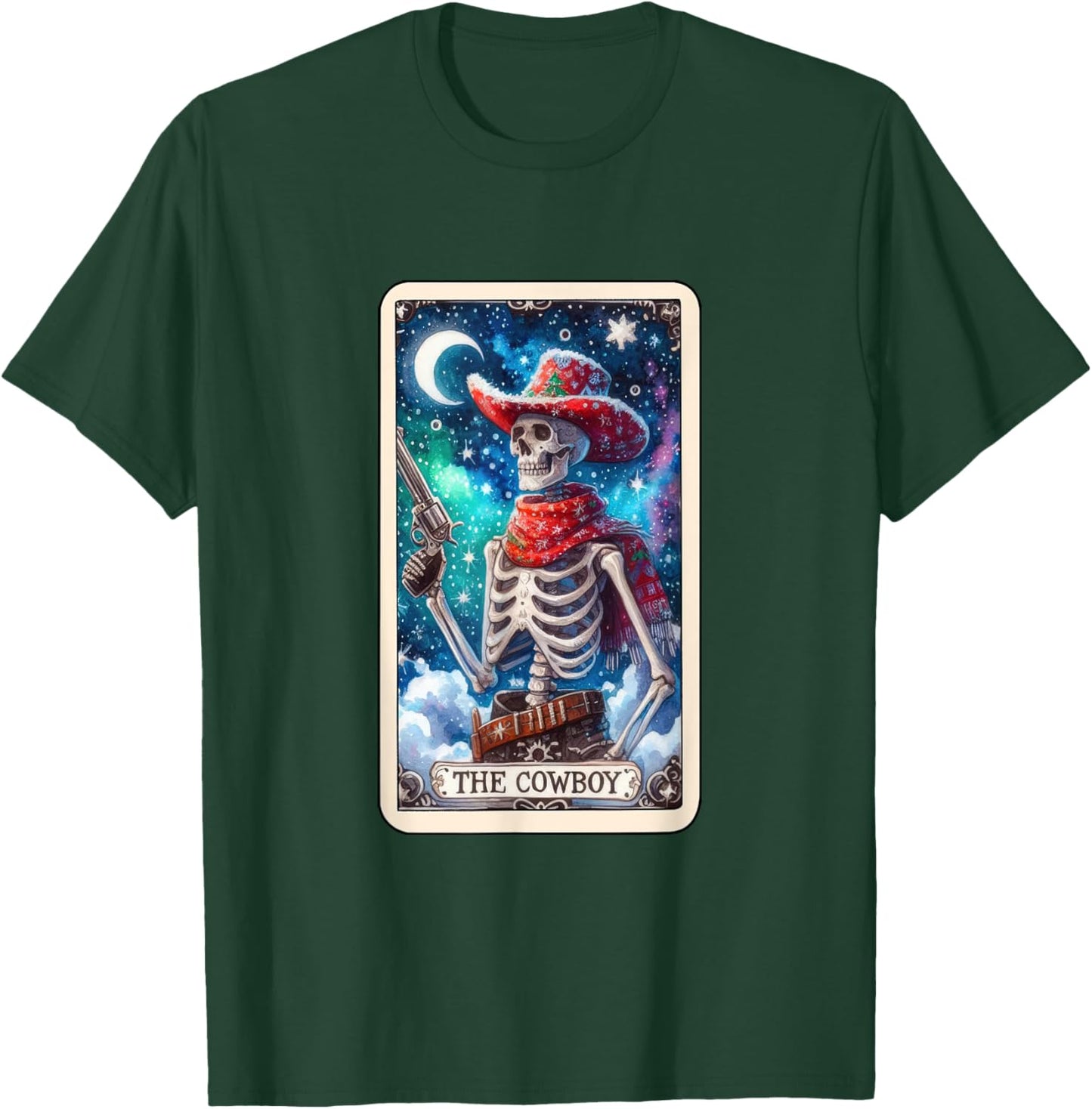 The Cowboy Tarot Card Skeleton Skull Funny Christmas T-Shirt - T-Shirt | Forest
