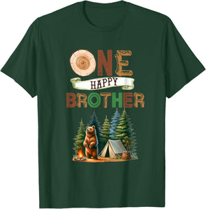 One Happy Brother Camper First Birthday Camping Bear Bro T-Shirt - T-Shirt | Forest