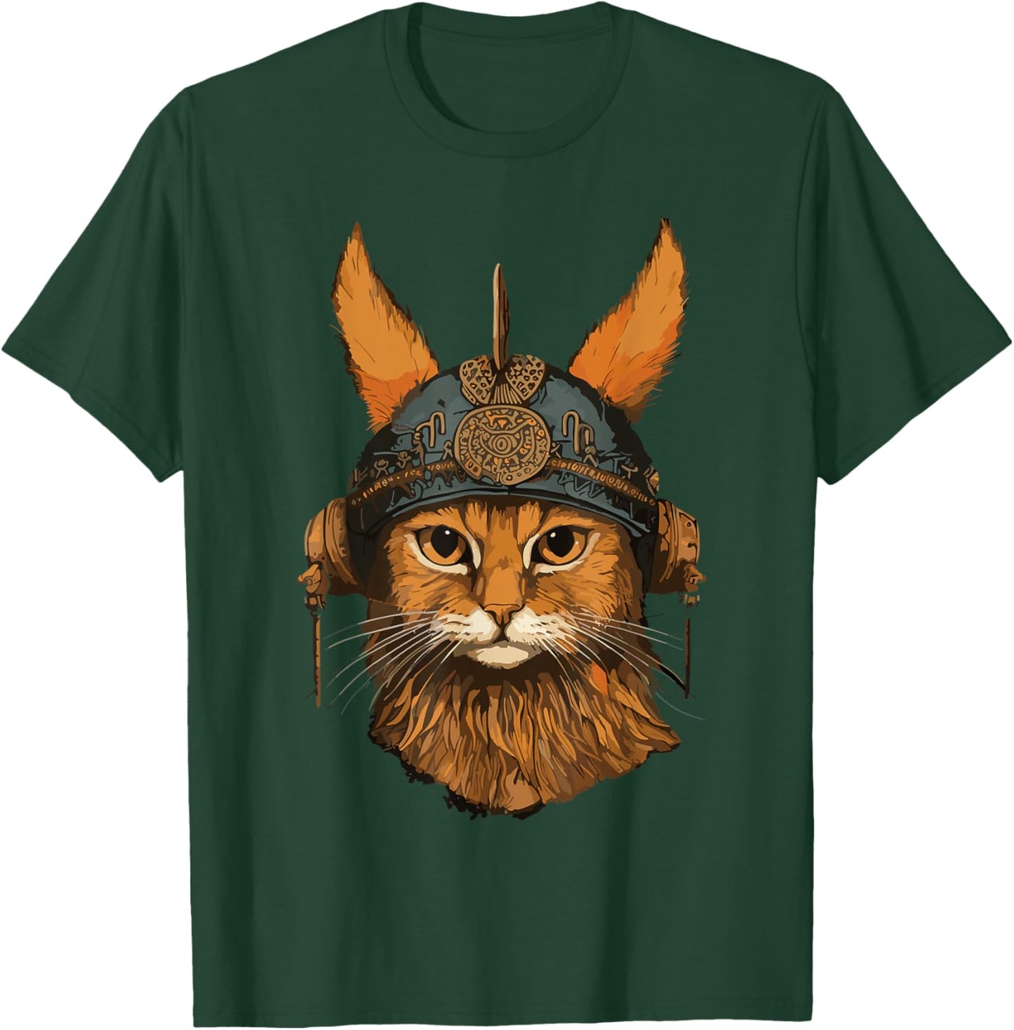 Viking Cat With Viking Helmet Norwegian Nordic Mjolnir Axes T-Shirt - T-Shirt | Forest