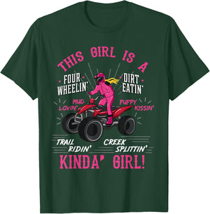 Girl Off-Road Racing Four-Wheeler 4x4 Wheel Quad Bike Racer T-Shirt - T-Shirt | Forest