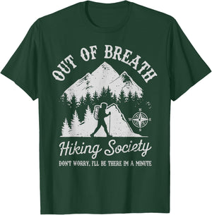 Out Of Breath Hiking Society Retro Nature Love T-Shirt - T-Shirt | Forest
