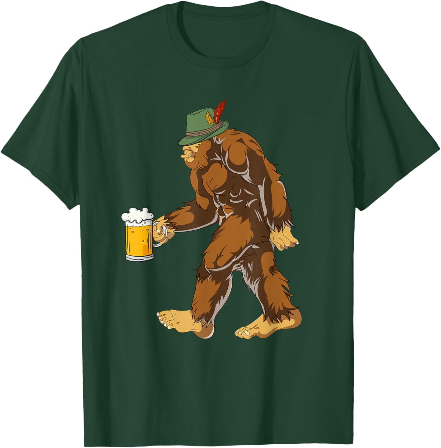 German Bigfoot Lederhosen Funny Beer Oktoberfest T-Shirt - T-Shirt | Forest