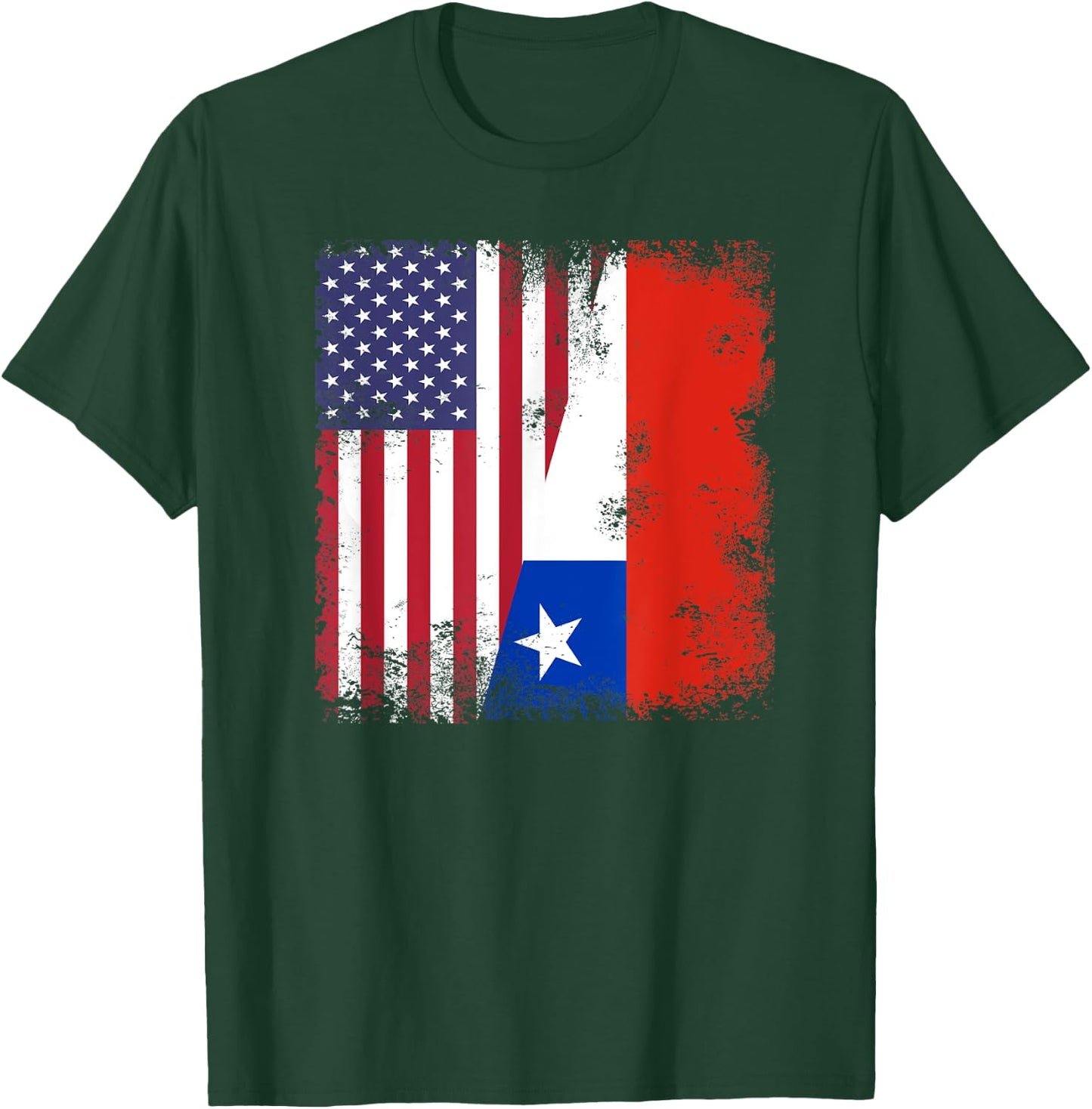 Half Chilean Flag | Vintage Chile USA Gift T-Shirt - T-Shirt | Forest