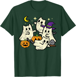 Halloween Black Cats Ghosts Costume Women Girls Kids Toddler T-Shirt - T-Shirt | Forest