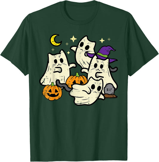 Halloween Black Cats Ghosts Costume Women Girls Kids Toddler T-Shirt - T-Shirt | Forest