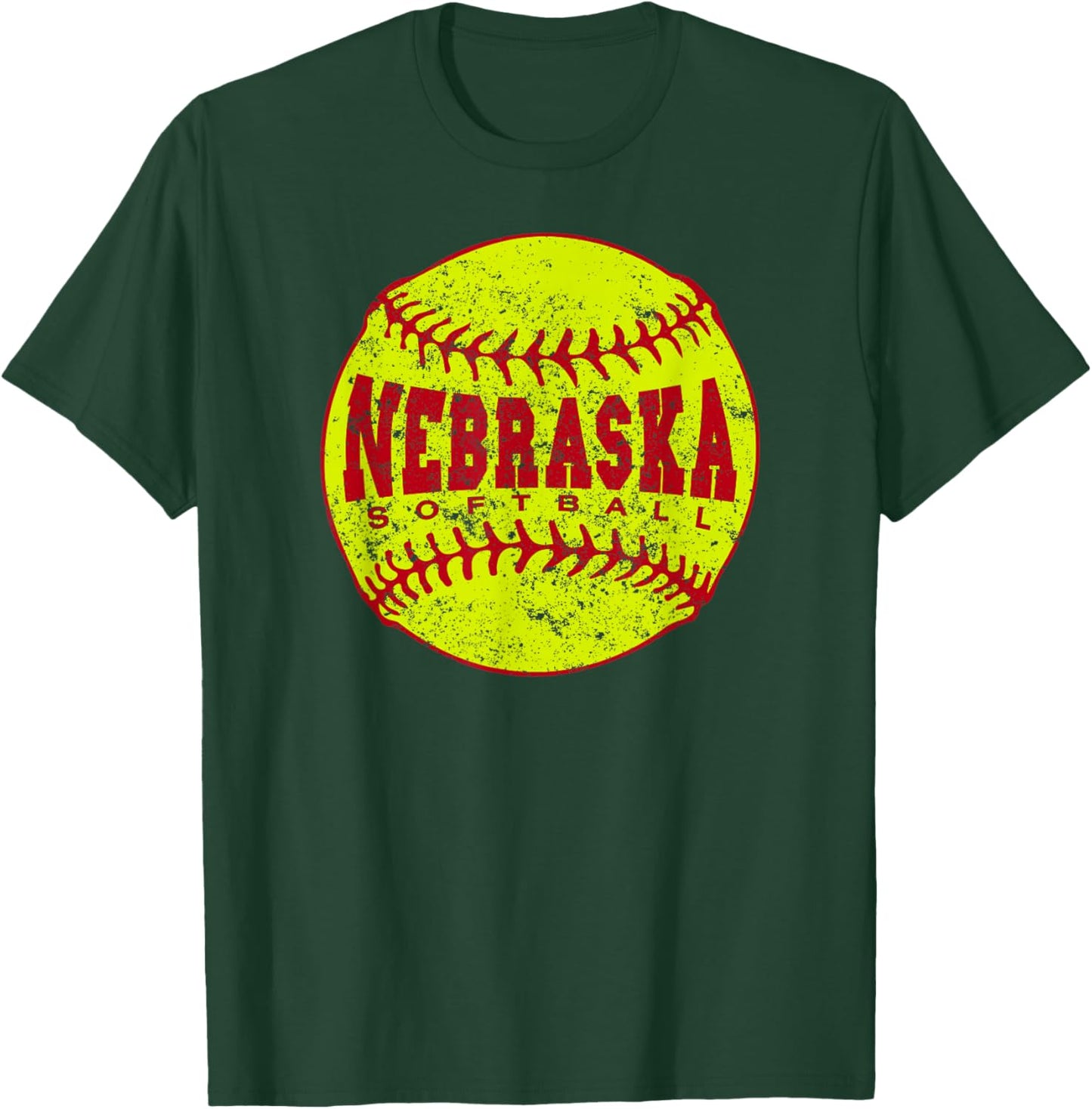 Nebraska Softball Ball T-Shirt - T-Shirt | Forest