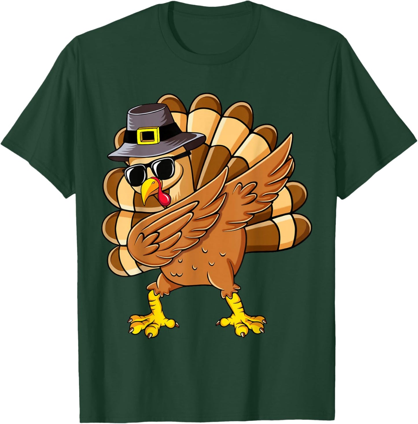 Dabbing Turkey Thanksgiving Day Pilgrim Boys Men Funny Dab T-Shirt - T-Shirt | Forest