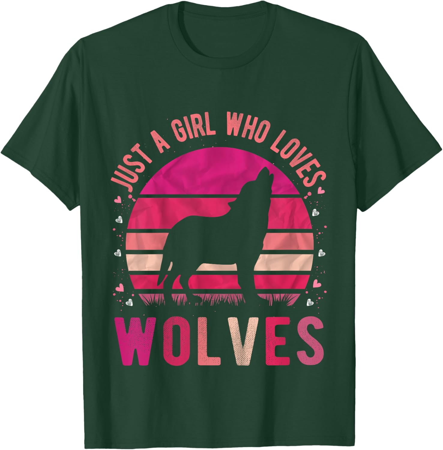 Just a Girl Who Loves Wolves Vintage Retro Gift T-Shirt - T-Shirt | Forest