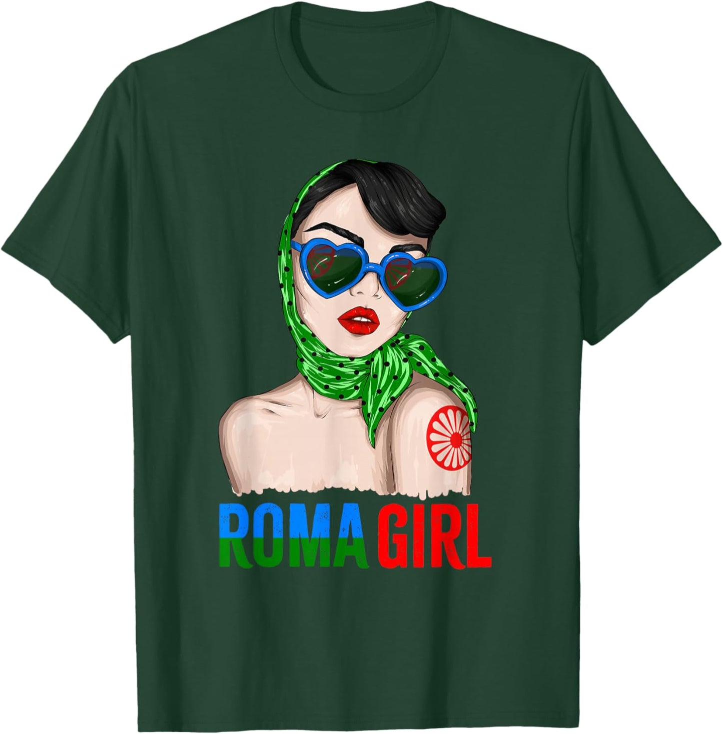 Roma Traveller Girl - Romani Flag Proud T-Shirt - T-Shirt | Forest