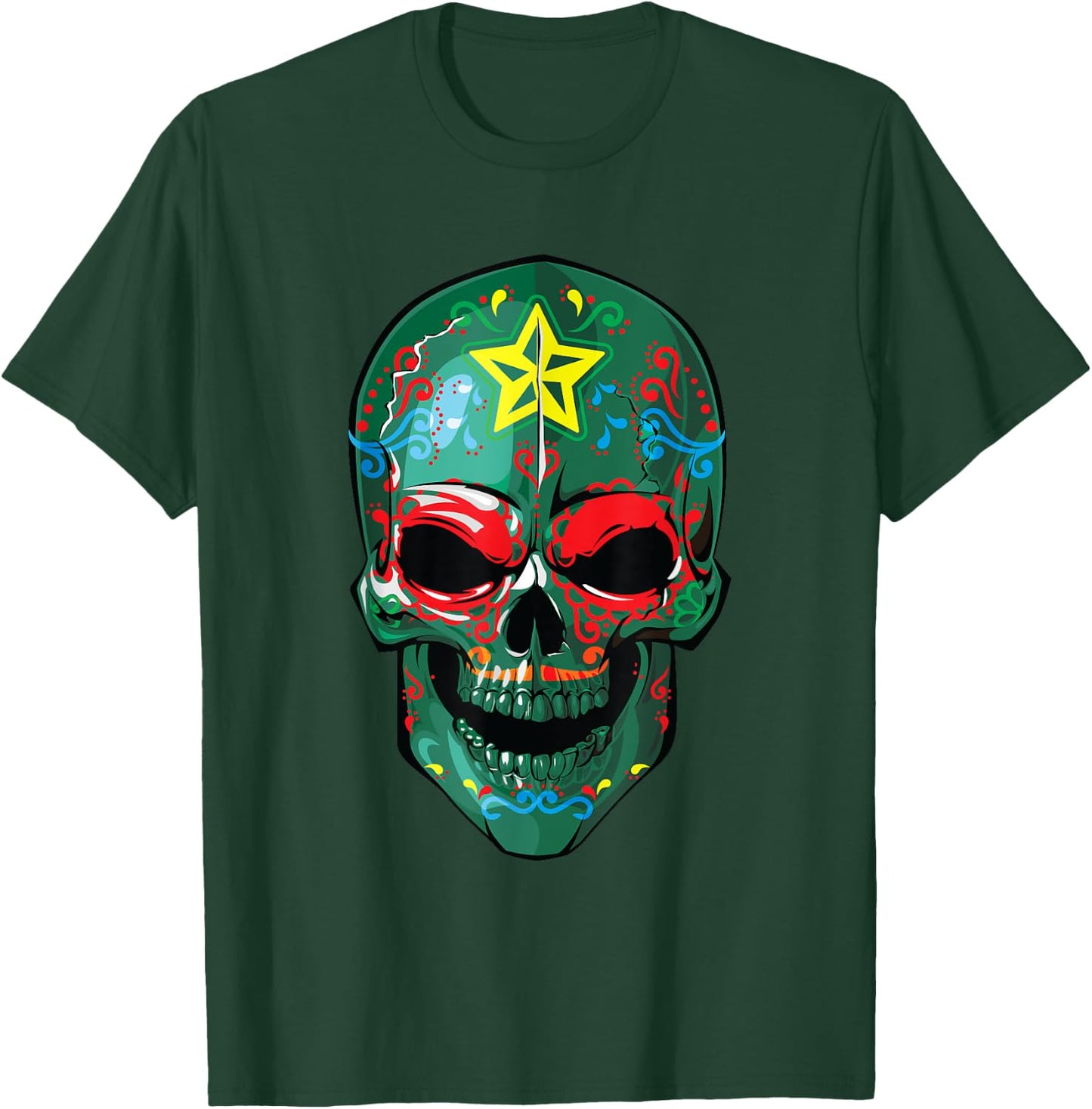 Veteran Sugar Skull Army Soldier Halloween Military Gifts T-Shirt - T-Shirt | Forest