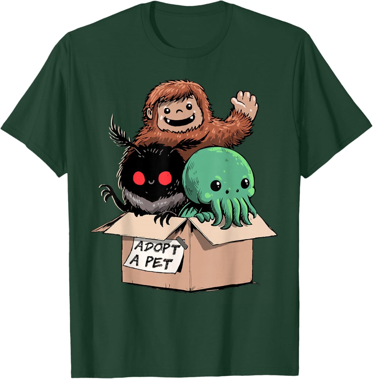 Adopt A Pet Shirt Creepy Monsters Bigfoot Mothman Cthulhu T-Shirt - T-Shirt | Forest