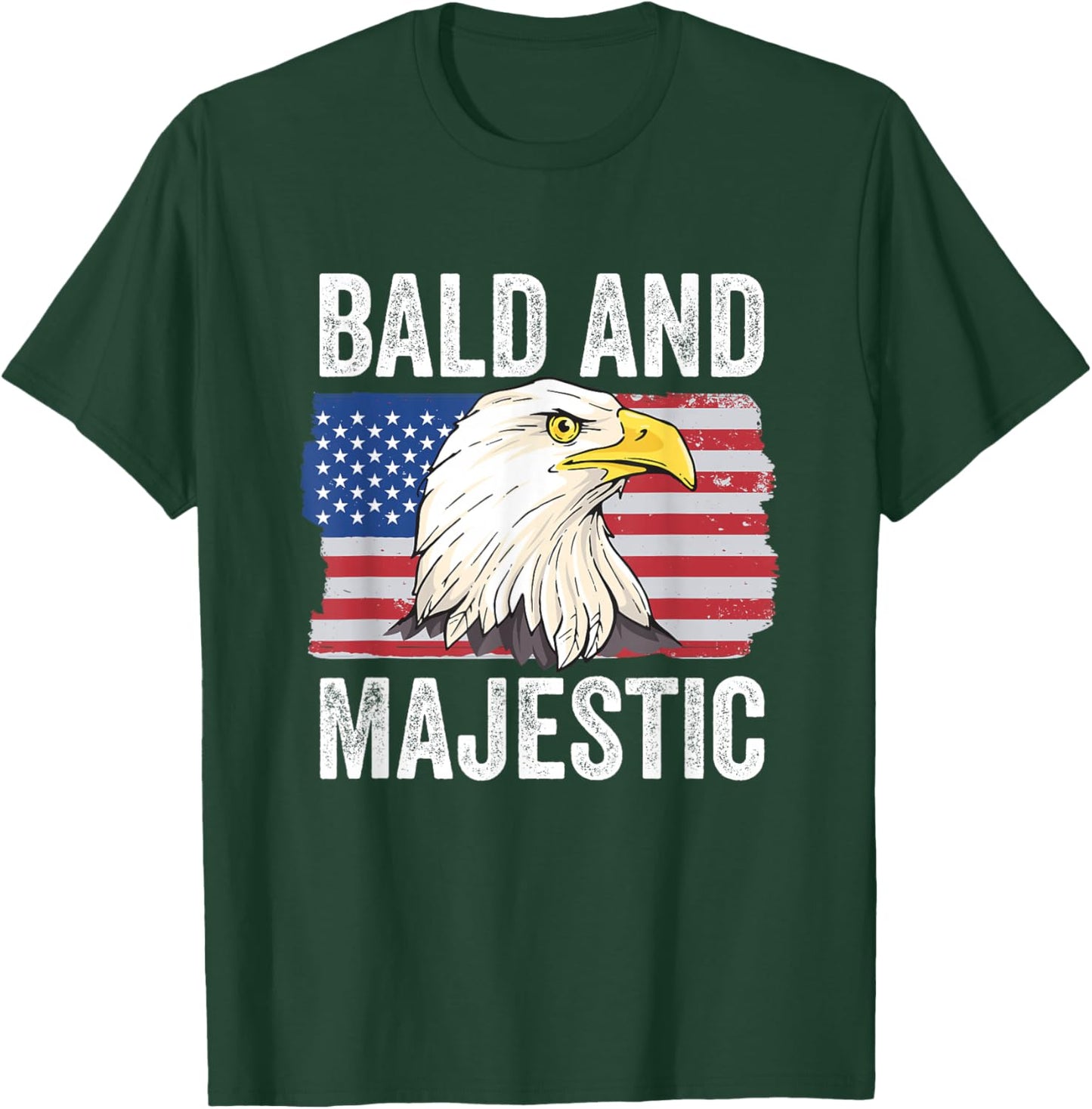 Bald and Majestic 4th of July Independence Day Bald Eagle T-Shirt - T-Shirt | Forest