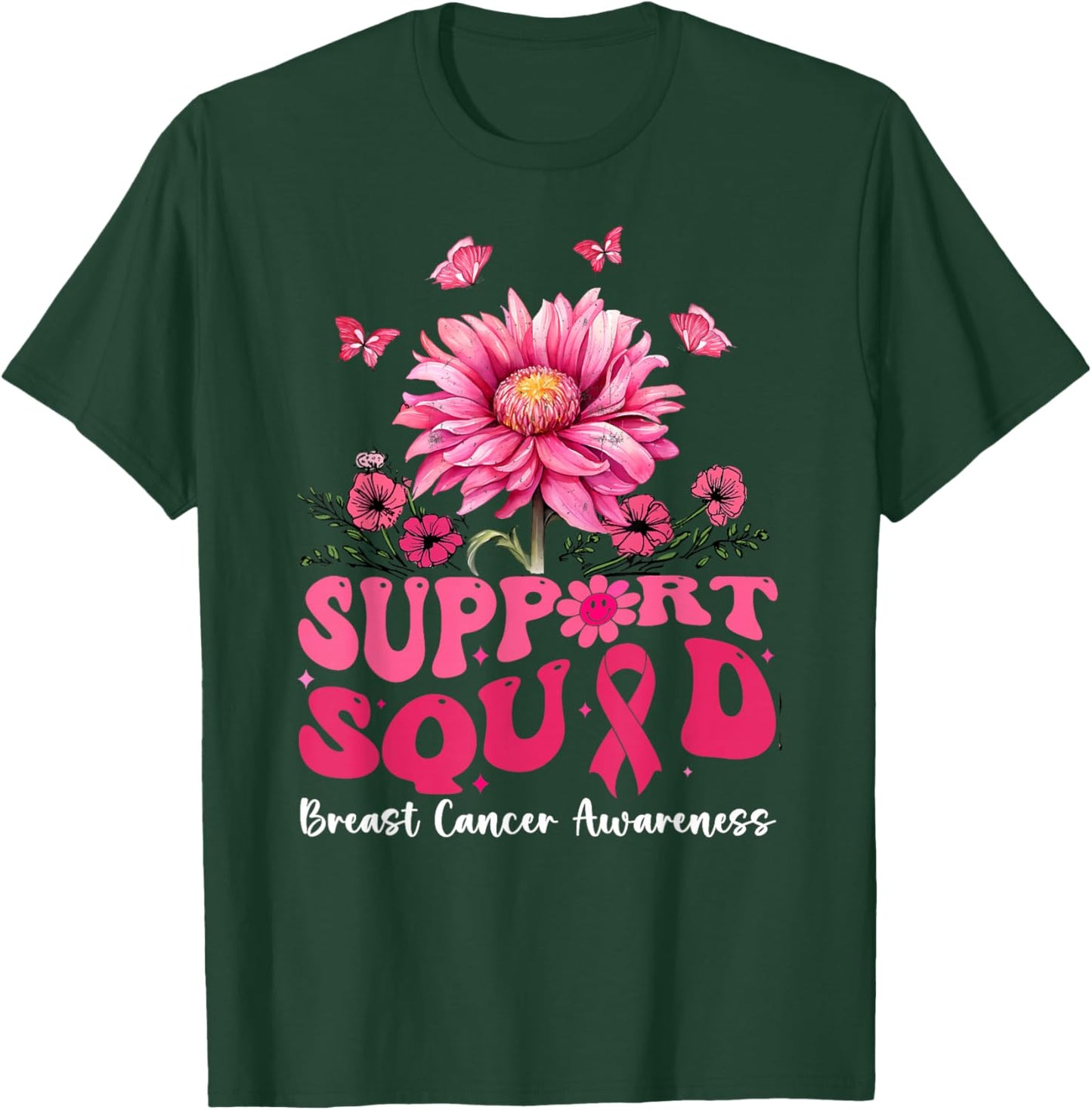 Breast Cancer Shirts , Support Squad Sunflower T-Shirt - T-Shirt | Forest