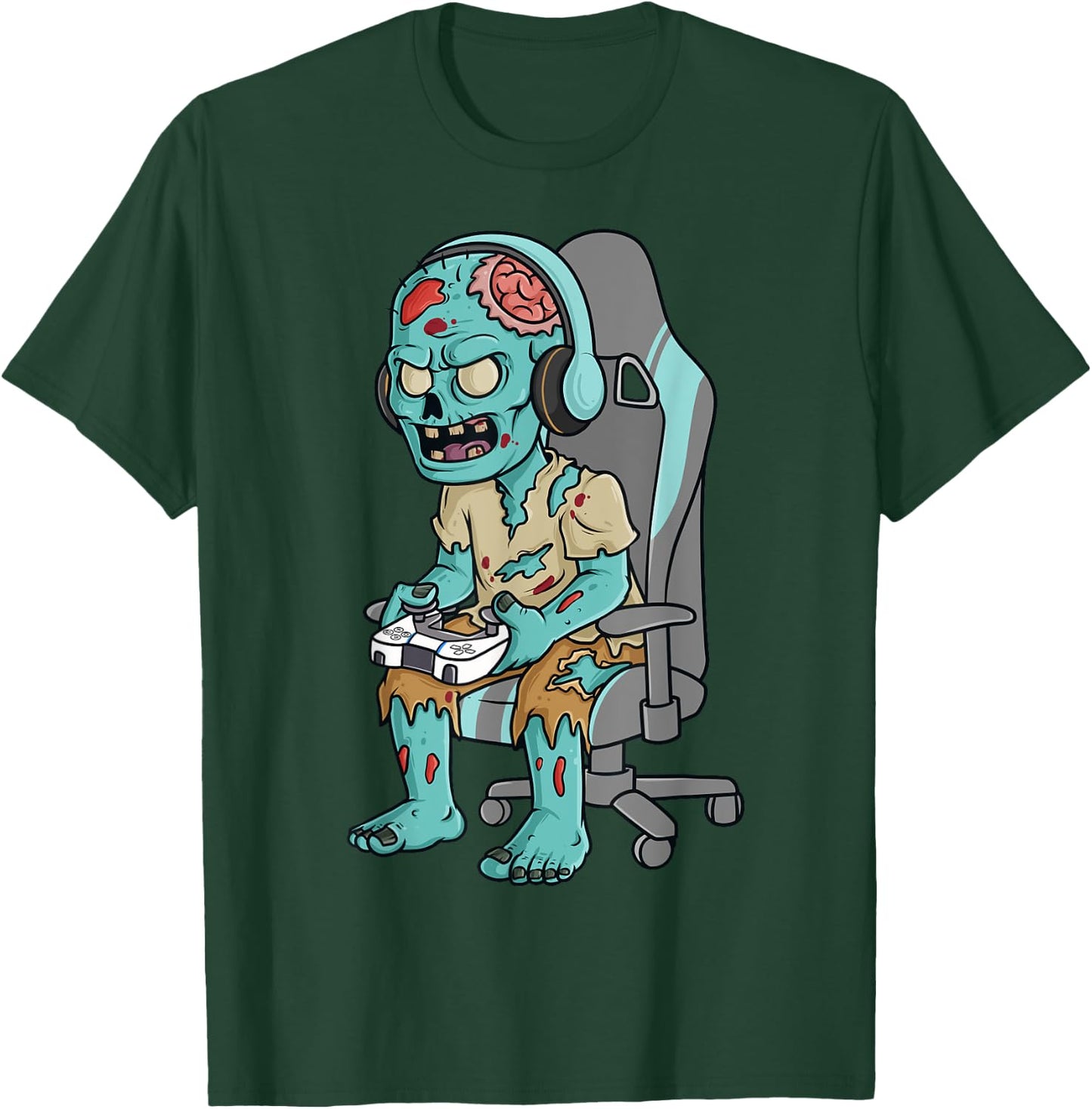 Gamer Halloween Zombie Scary Gaming Boys Kids Teen T-Shirt - T-Shirt | Forest