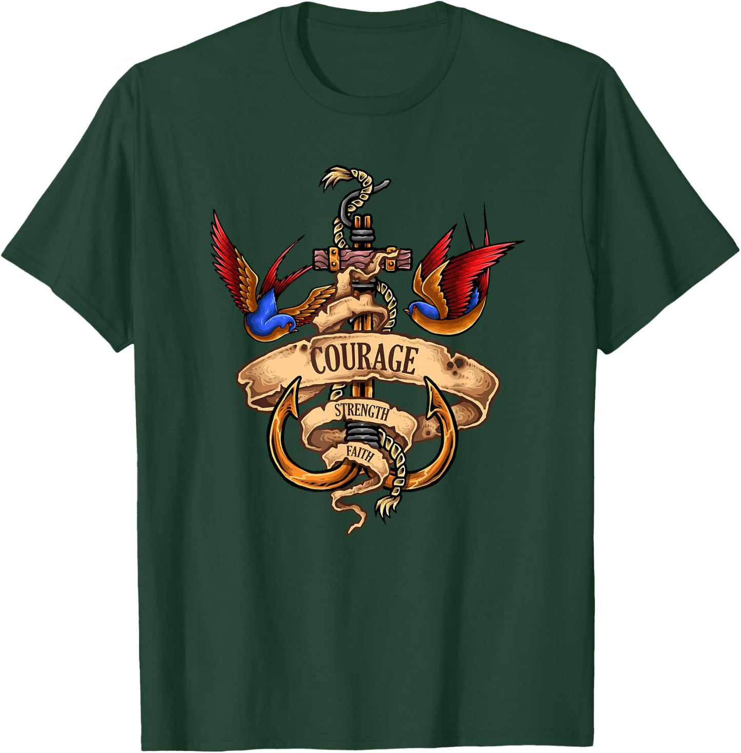 Merchant Mariner Sailor Captain Deck Hand Tattoo Swallows T-Shirt - T-Shirt | Forest