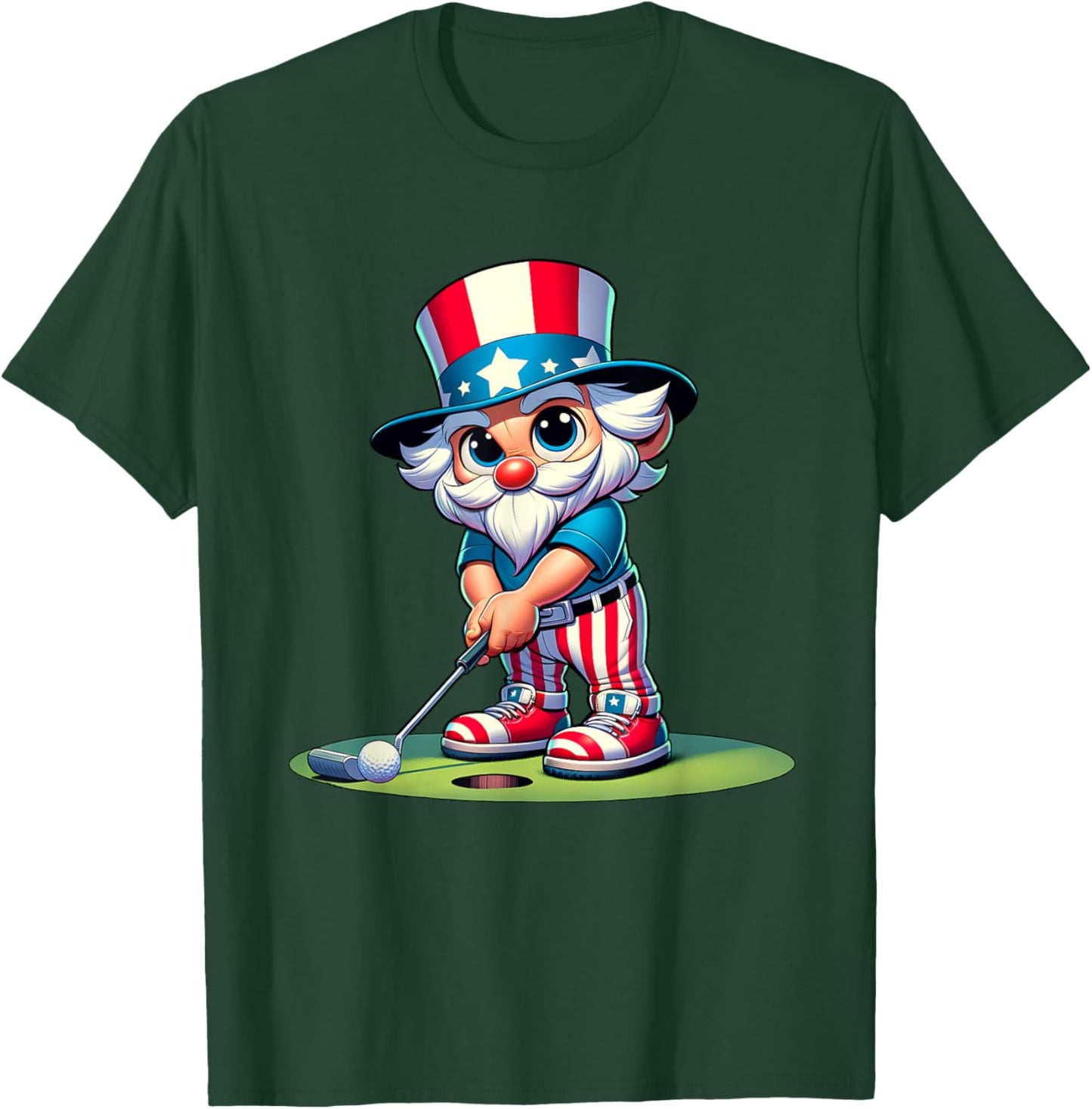 Golf Uncle Sam USA America 4th Of July Independence Day T-Shirt - T-Shirt | Forest